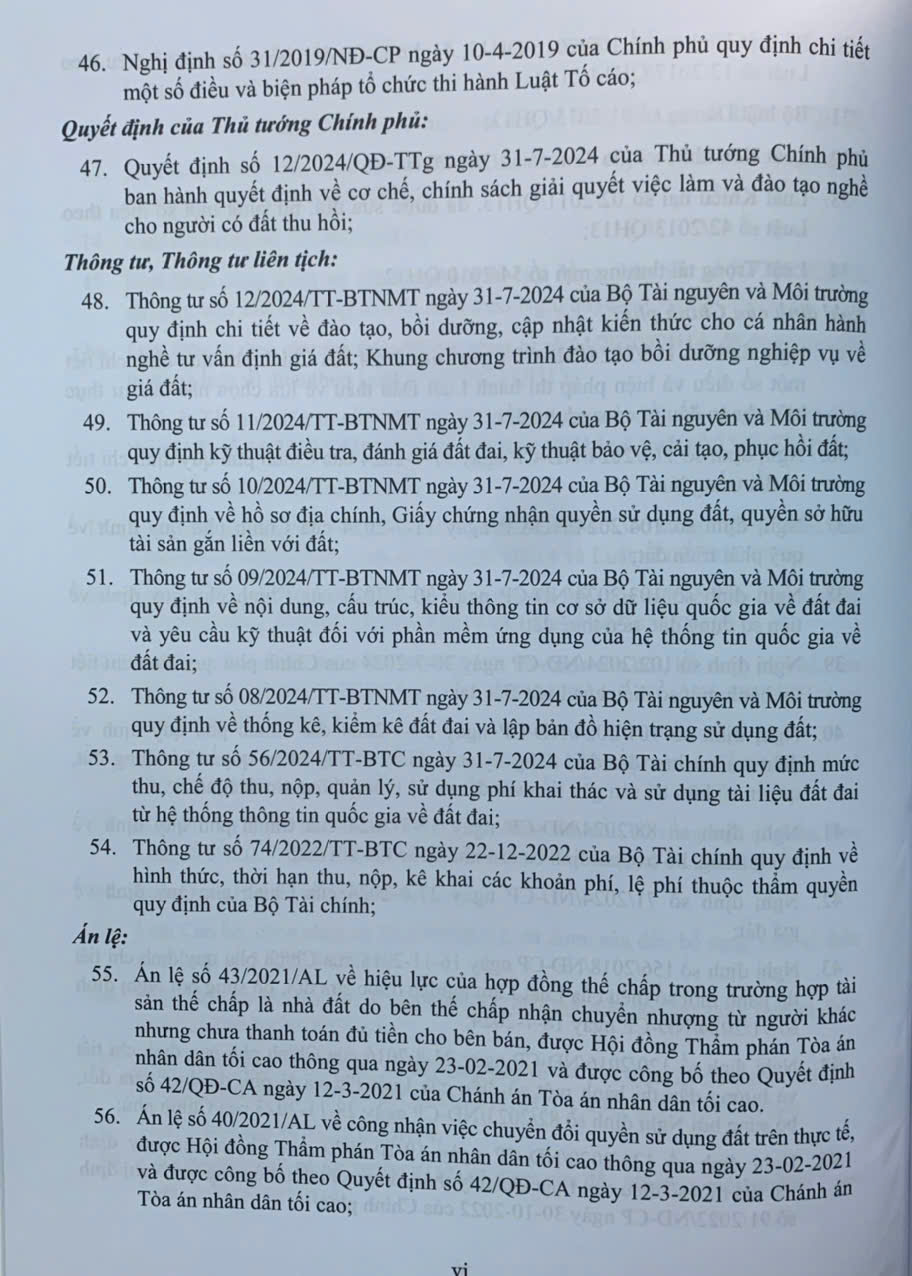 Chỉ dẫn tra cứu áp dụng Luật Đất Đai số 31/2024/QH15 được sửa đổi, bổ sung bởi luật số 43/2024/QH15