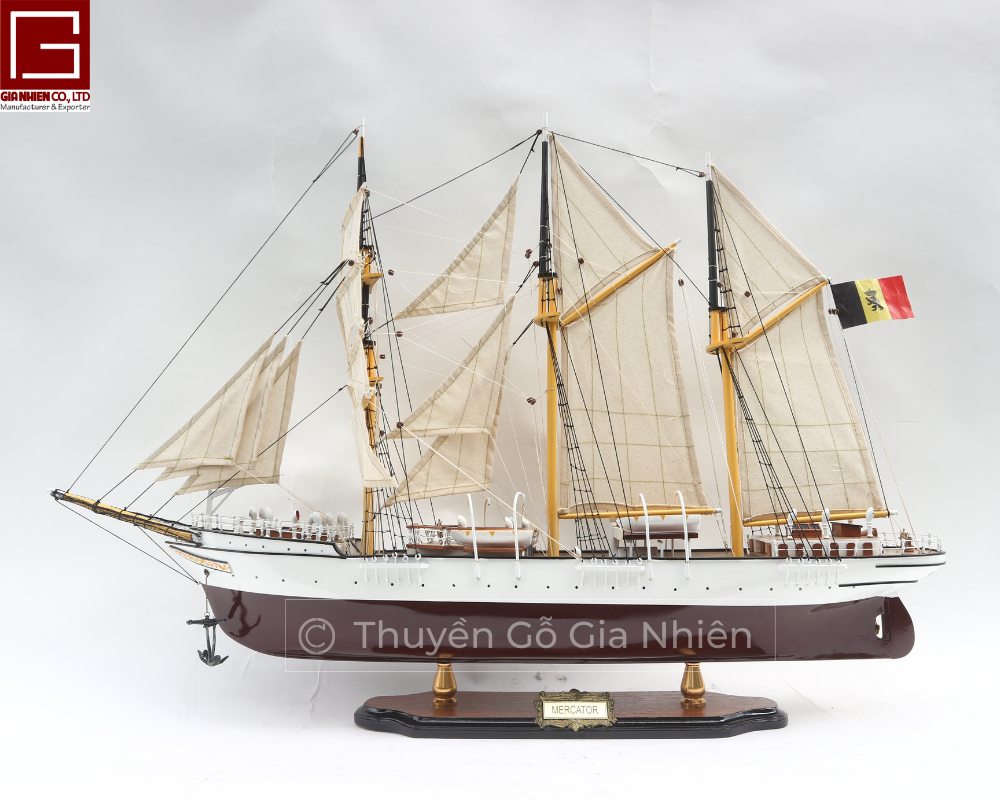 Mô Hình Thuyền Gỗ Phong Thủy Dạng Thuyền Cổ MERCATOR Chính Hãng Hàng Xuất Khẩu Chất Lượng Cao