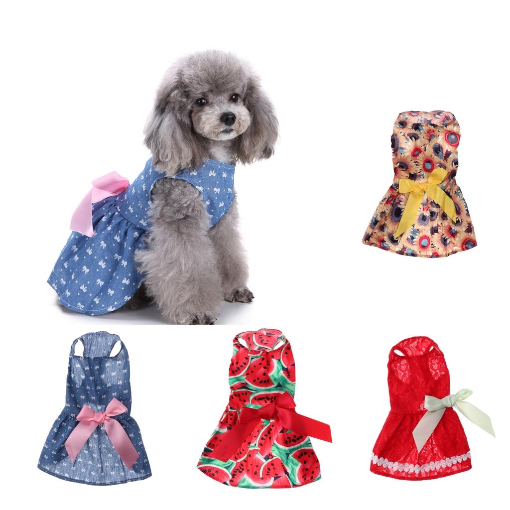 Floral Pet Dog Puppy Spring Summer Party Dress Costume Princess Clothes Skirt