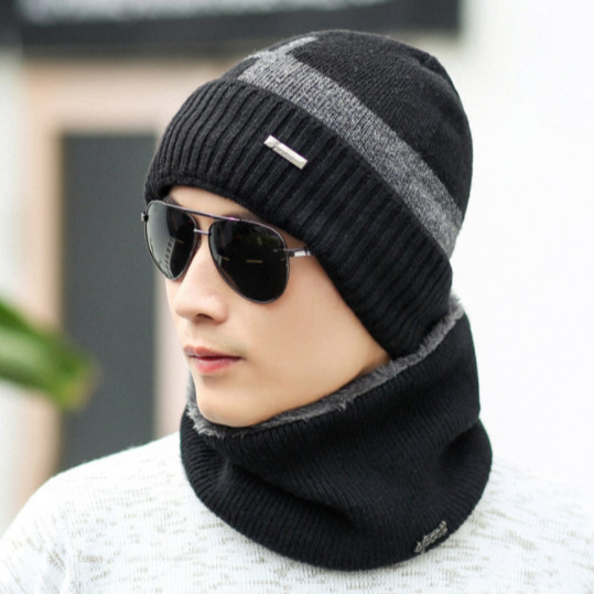 Hình ảnh Bộ mũ len kèm khăn phong cách Hàn, sét nón len nam 2 trong cao cấp