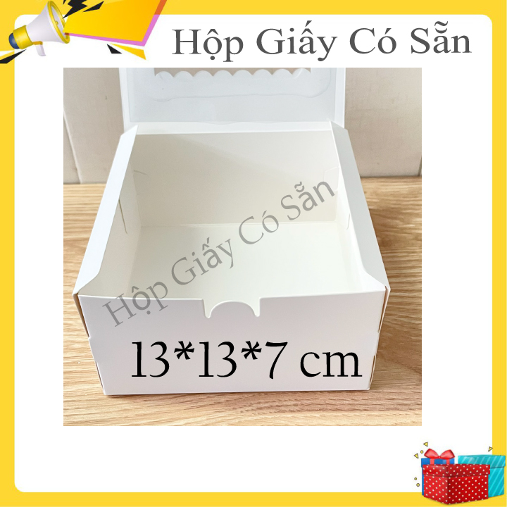 Hộp giấy đựng bánh handmade 13x13x7cm combo 10 hộp