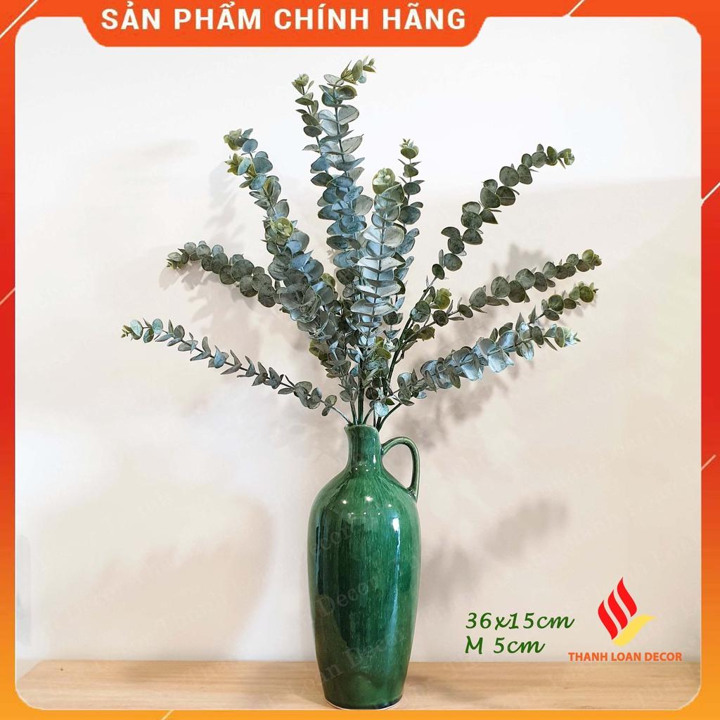 Bình hoa gốm sứ Bát Tràng trang trí decor cỡ to cao 36 cm - Men xanh hỏa biến đẹp