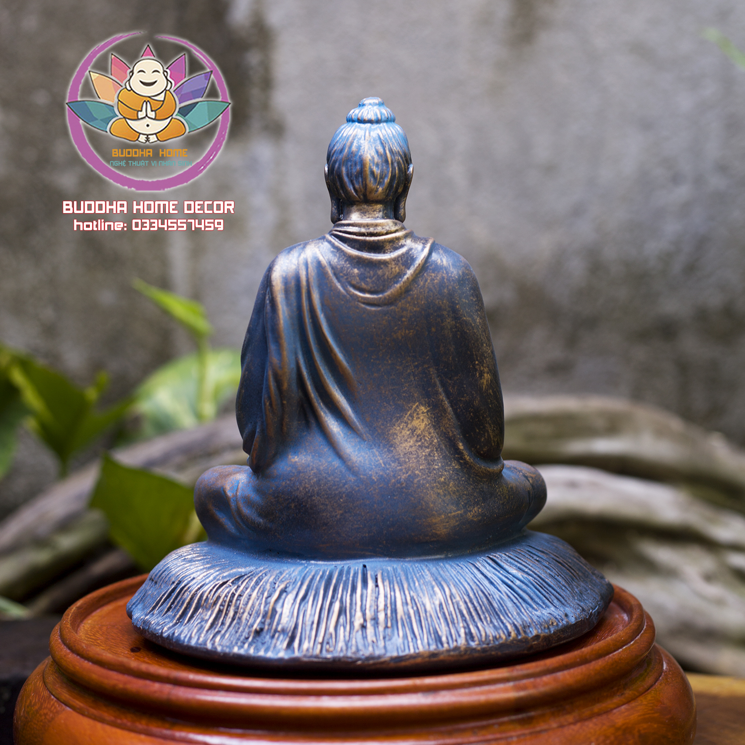 Tôn Tượng Bổn Sư 21 cm màu xanh lam cổ phong thủy, thờ cúng