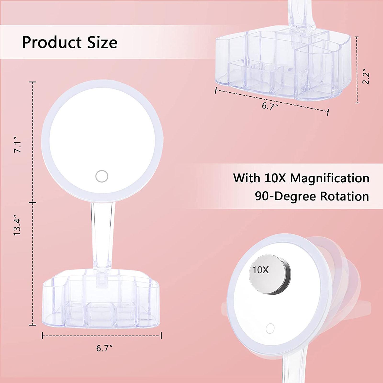 Makeup Mirrors Dimming Light Up Mirror 90° Rotation Powered by Battery