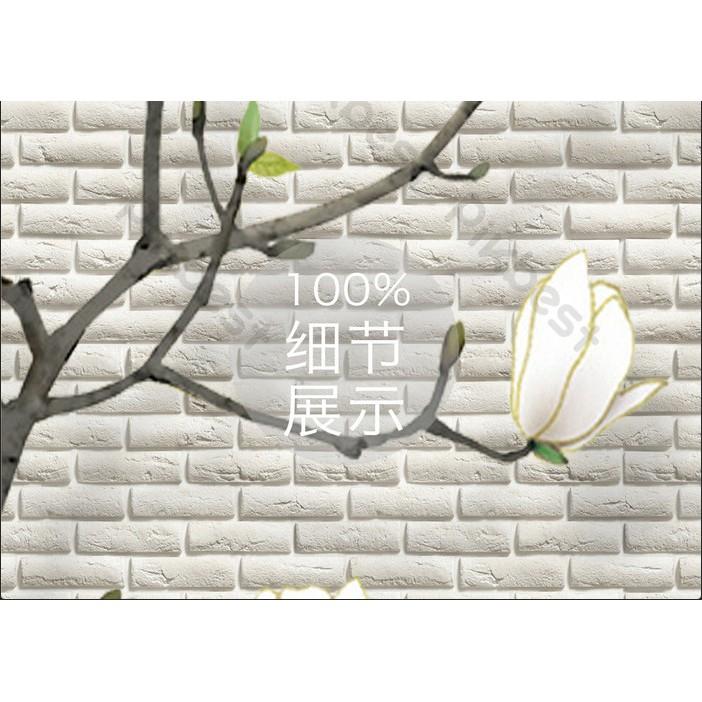 Tranh dán tường Bức tường chim hoa hiện đại, tranh dán tường 3d hiện đại MS900617