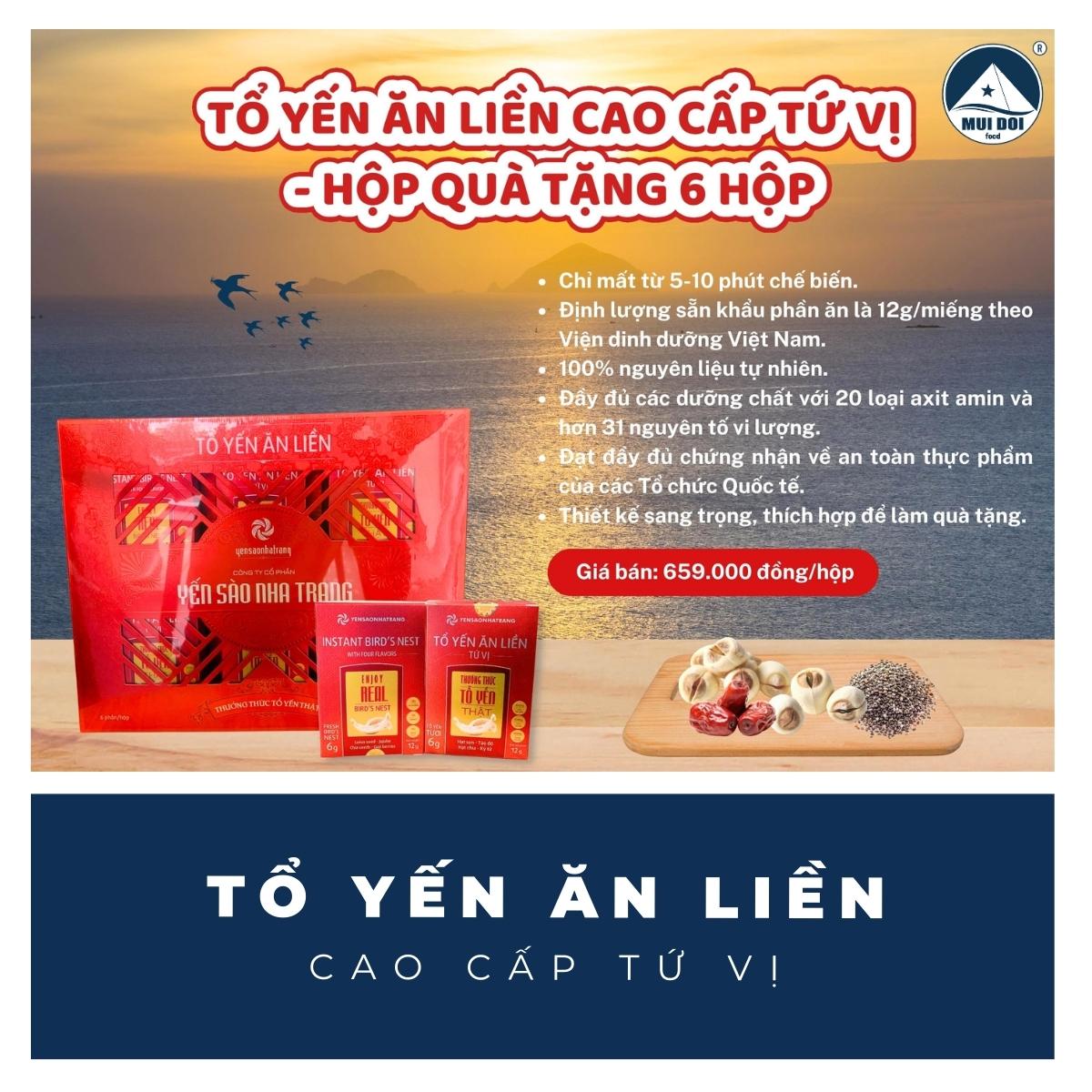 Tổ Yến Ăn Liền Cao Cấp - Hộp 12g - Hộp Quà Tặng 6 Hộp