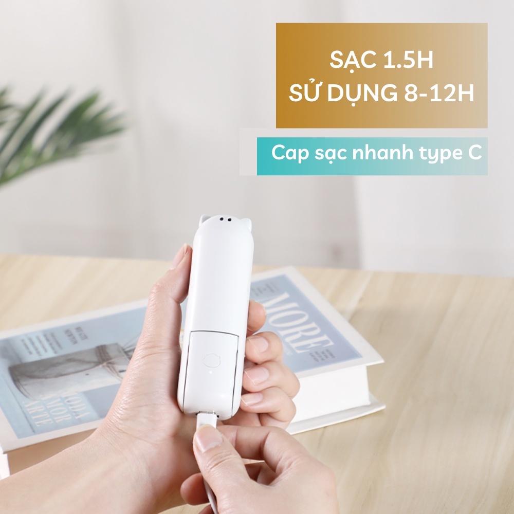 Quạt mini, quạt cầm tay mini gấp gọn 3 chết độ gió, tích hợp sạc dự phòng, dung lượng pin 2000mAh, bảo hành 6 tháng