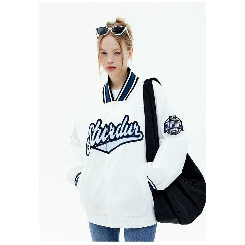 Áo Bomber Jacket Dù 2 Lớp STURDUR Unisex Nam Nữ , Áo khoác nam nữ K30, Áo khoác bomber jacket dù 2 lớp unisex nam nữ thu đông STURDUR 2 màu đen trắng