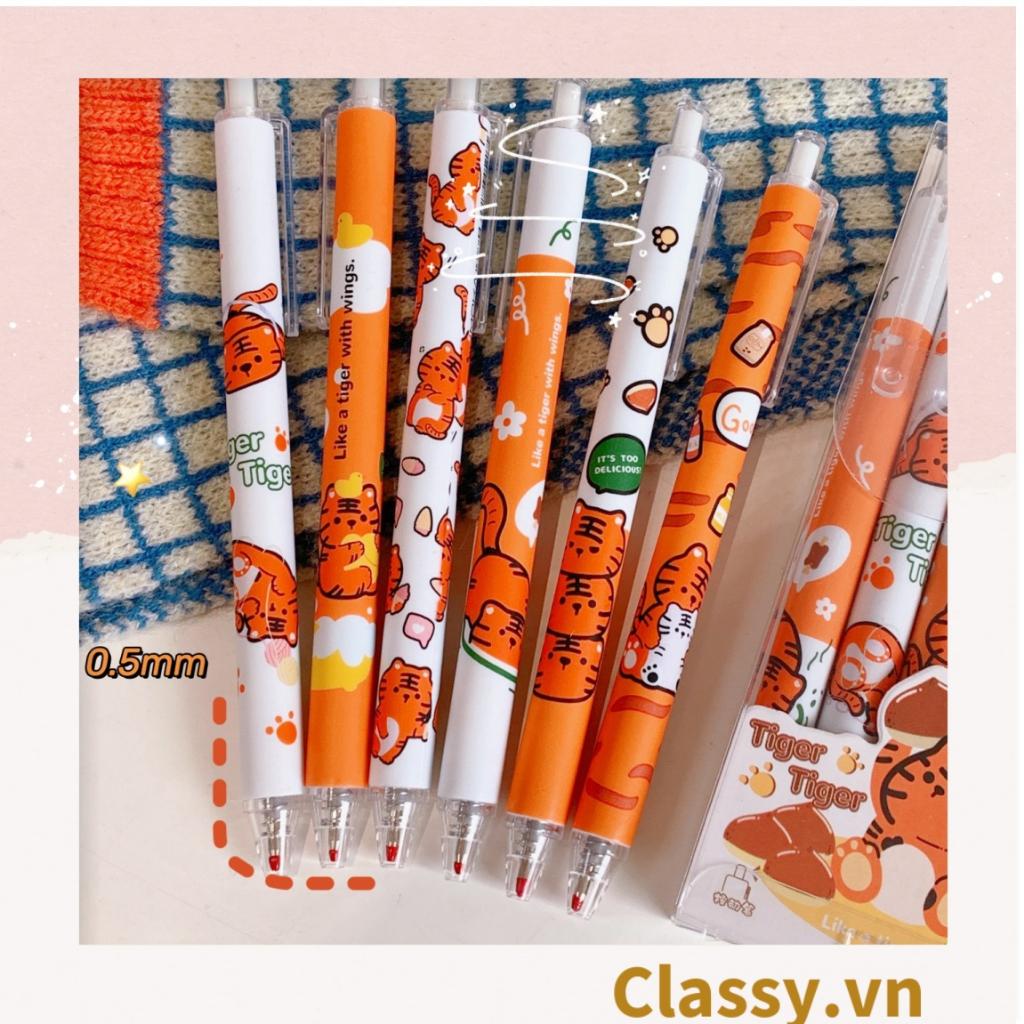 Bút gel Classy bấm 0.5mm họa tiết con hổ tết, tùy chọn cho sinh viên/nhân viên văn phòng PK1147