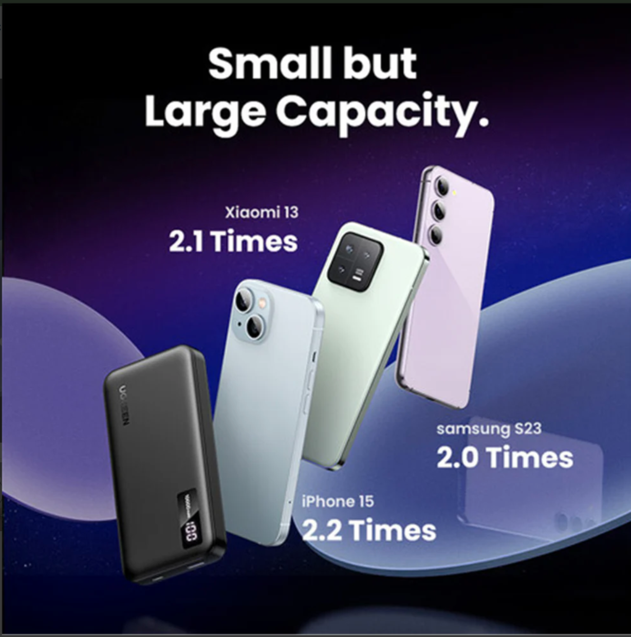 Pin sạc dự phòng dùng cho điện thoại 10000mAh Li-ion 2 cổng đầu ra Ugreen 25742 màu đen - Hàng chính hãng