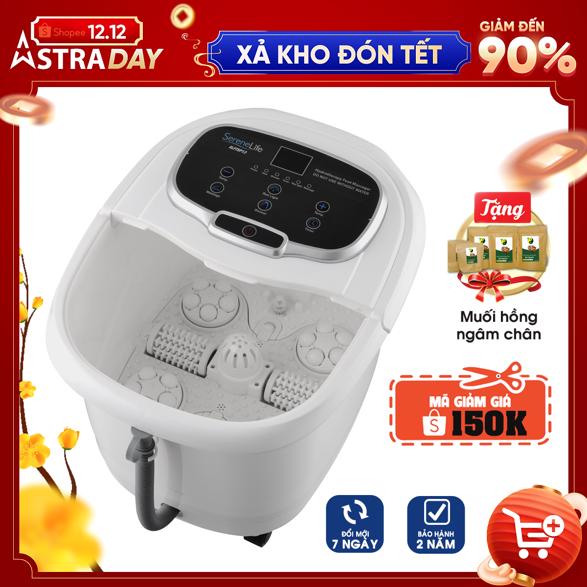 Bồn Ngâm Chân, Massage Chân SereneLife SL12, Bảo hiểm 2 tỷ