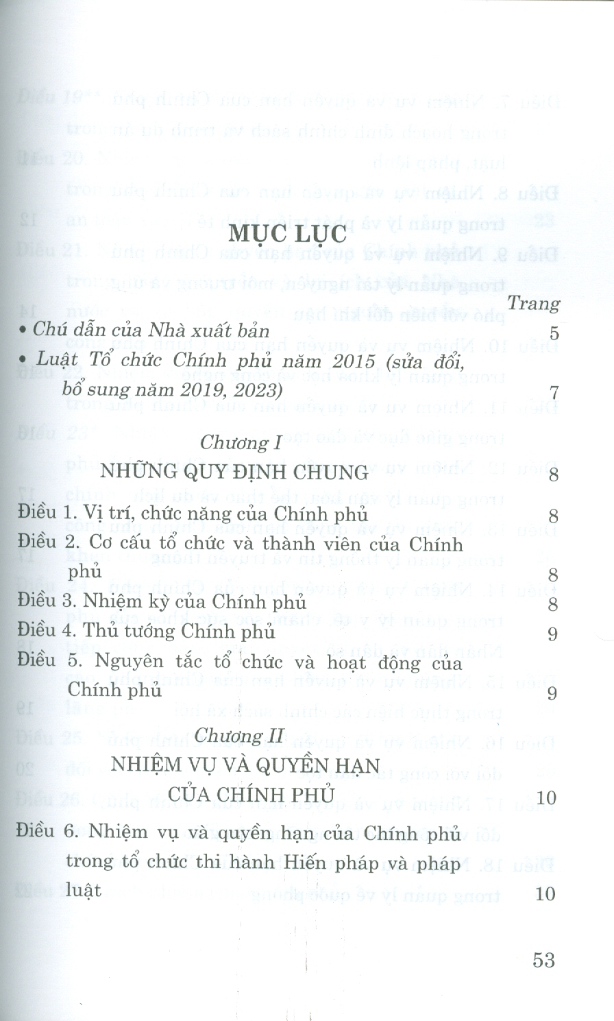 Luật Tổ Chức Chính Phủ Năm 2015 (Sửa Đổi, Bổ Sung Năm 2019, 2023)