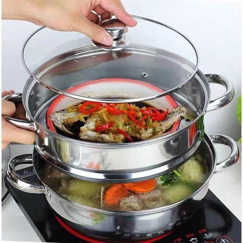 Nồi Hấp Inox 2 Tầng Hotpot 28 Cm Tiện Dụng - 28cm