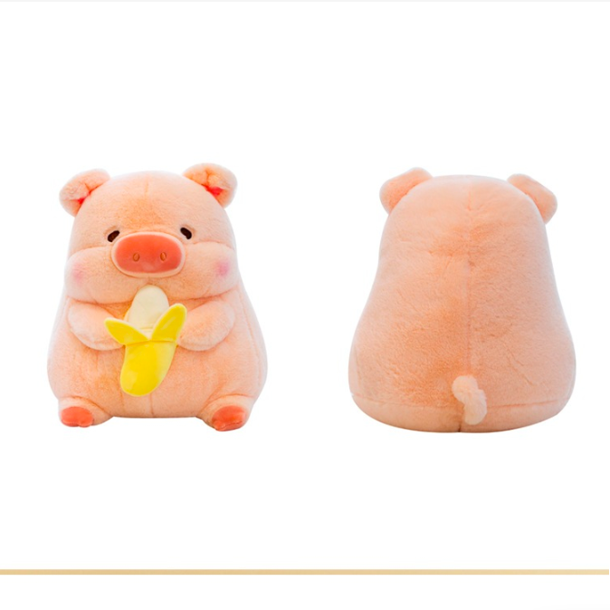Thú nhồi bông Heo béo ôm qủa chuối đáng yêu - Size từ 22cm đến 50cm - Quà tặng gấu bông heo Lulu êm mịn