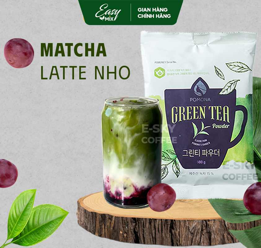 Bột Trà Xanh Pomona Green Tea Powder Nguyên Liệu Pha Chế Cà Phê Trà Xanh Đá xay Milk Foam Hàn Quốc 800g
