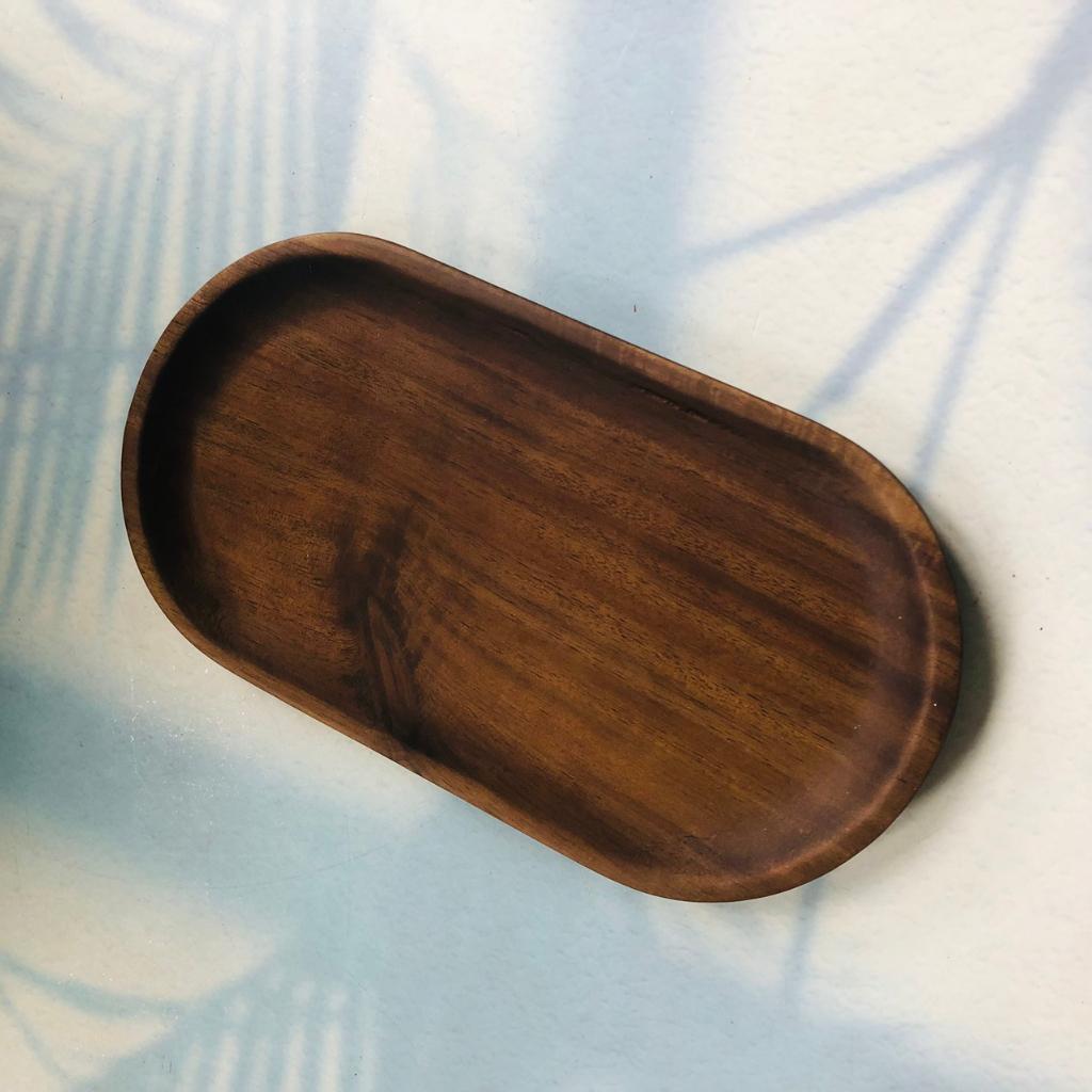KHAY Gỗ Keo Nâu Đen Oval Cỡ 22x12, Khay Phục Vụ, Đựng Trà Bánh Xinh Xắn, Chụp Ảnh Trang Trí