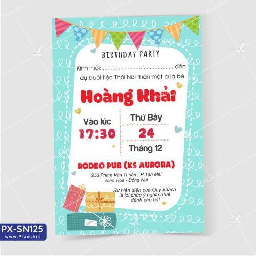 Thiệp thôi nôi – sinh nhật Pluxi bé Trai tuổi Chuột 01