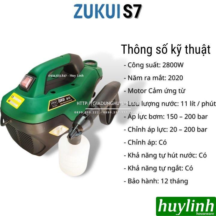 Máy xịt rửa xe chỉnh áp Zukui S7 - 2800W - Dây 15 mét - Motor cảm ứng từ bền bỉ