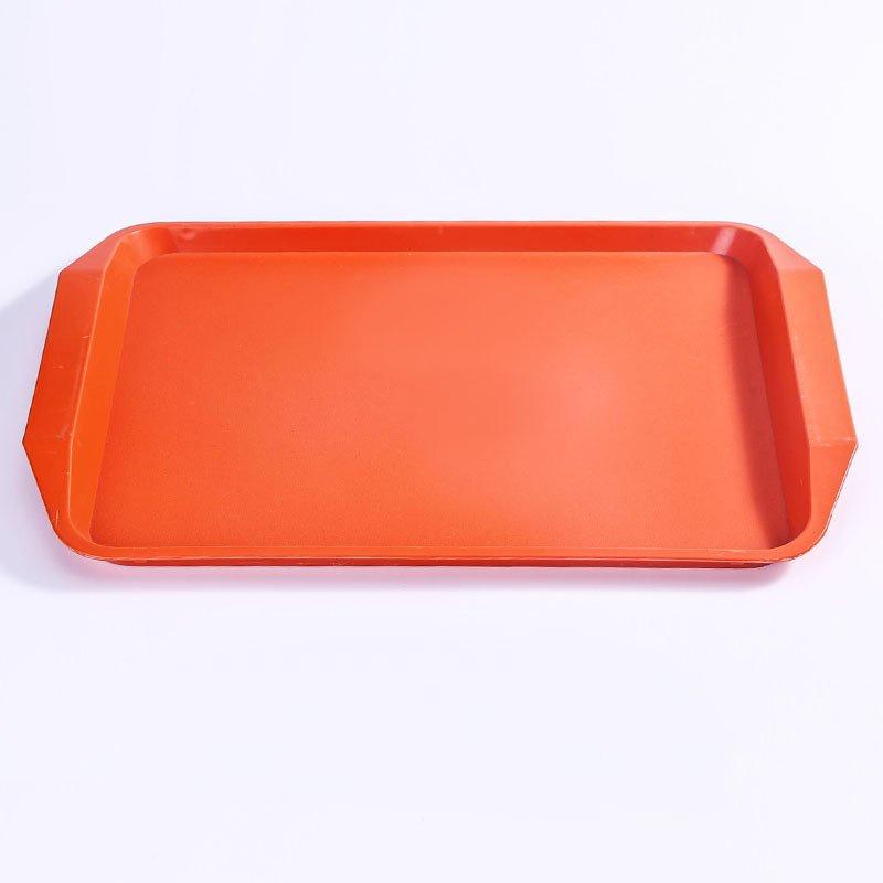 Khay nhựa phục vụ, mâm hình chữ nhật màu đỏ cam 42.8cm x 30cm