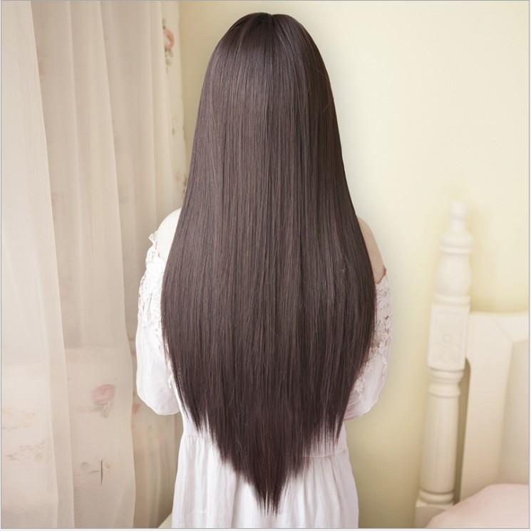 Tóc giả nữ nguyên đầu suông thẳng có da đầu cao cấp - TG87