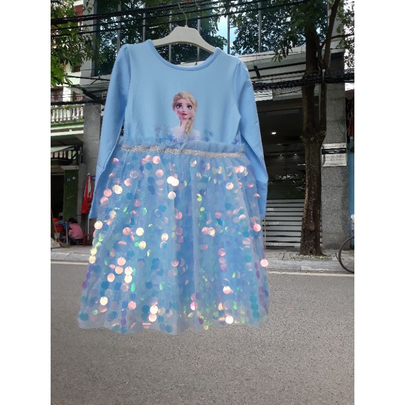 Váy Elsa kim sa điệu đà Size 140: 23-26kg - VEKS2208