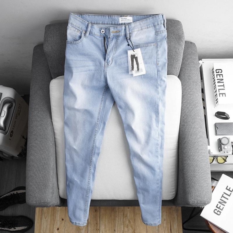 Quần jean nam slimfit xanh bạc co giãn jean xuất chất dày đẹp