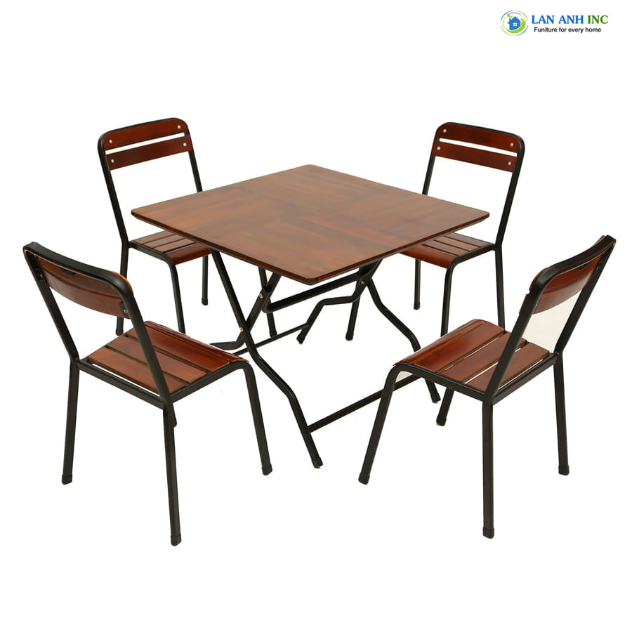 Bàn ăn thấp gấp gọn gỗ vuông 70x70cm chân sắt sơn tĩnh điện đẹp hiện đại LAPX11