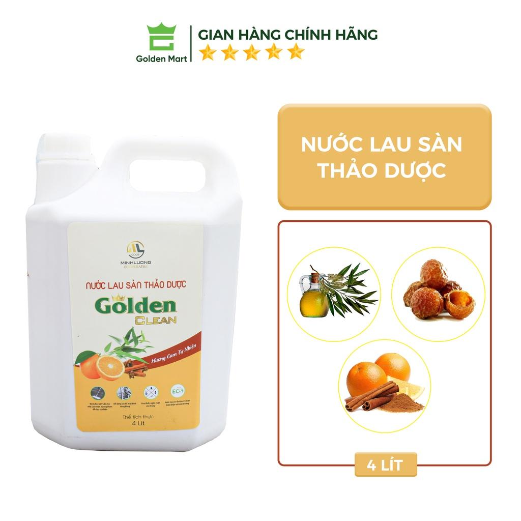 Nước lau sàn thảo dược GOLDEN CLEAN hương cam quế thiên nhiên bảo vệ sức khỏe 1L/2L/4L - Golden Mart