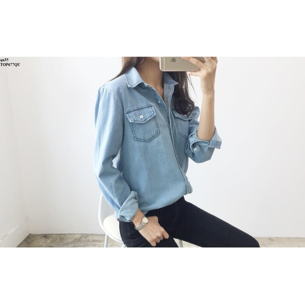 TOP588 ÁO SƠ MI DENIM NỮ DÀI TAY