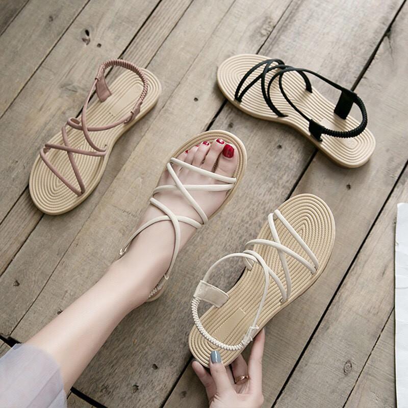 Giày sandal nữ quai chéo đế giả chói đi học đi mưa - GL002