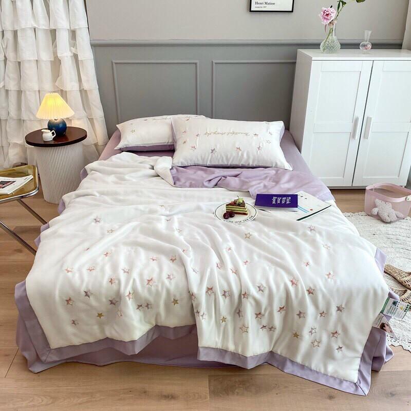 Bộ chăn ga gối Tencel 4 món chăn trần