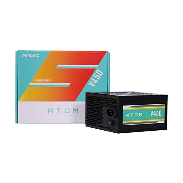 Nguồn máy tính Công suất thực 450W Antec ATOM V450 Chuyên dùng lắp máy bộ game nét, đồ họa và văn phòng sử dụng VGA GTX1060, GTX 1650, GTX1660, RTX2060, và Rx580.. - Hàng chính hãng