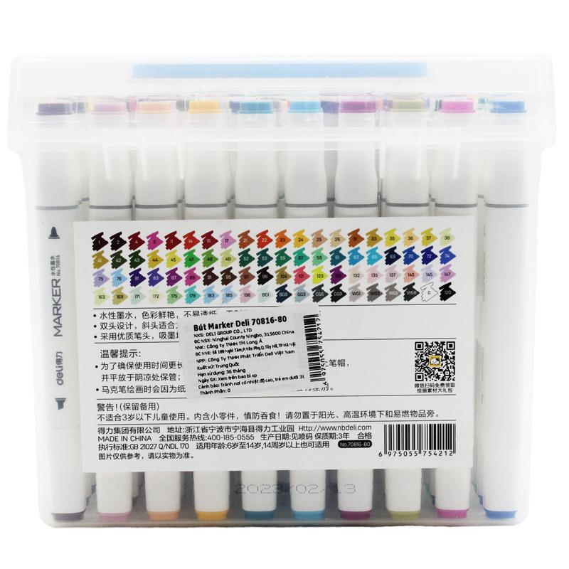 Hộp 80 Bút Lông Màu 2 Đầu Artist Marker - Deli 70816-80