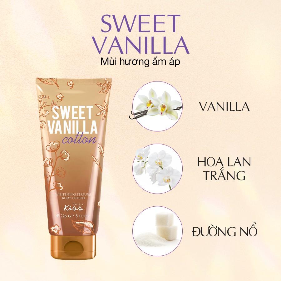 Sữa Dưỡng Trắng Da Toàn Thân Hương Nước Hoa Malissa Kiss - Hương Sweet Vanilla Cotton 226g