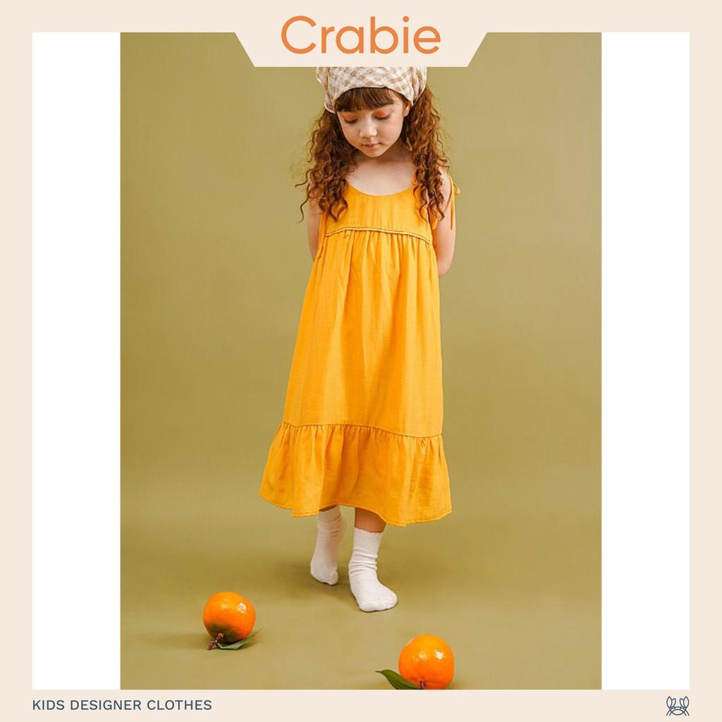 Váy bé gái CRABIE hai dây lụa cotton mùa hè mát mẻ cho bé từ 3,4,5,6,7,8,9,10 tuổi - Amelia Dress - Vàng