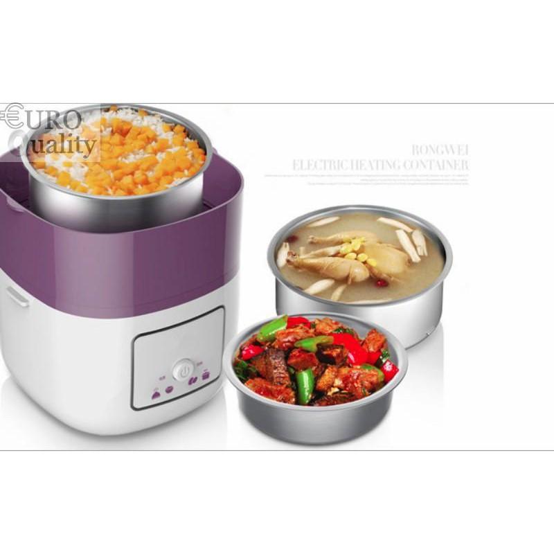 Hộp cơm điện hâm nóng và hỗ trợ nấu thức ăn 3 tầng