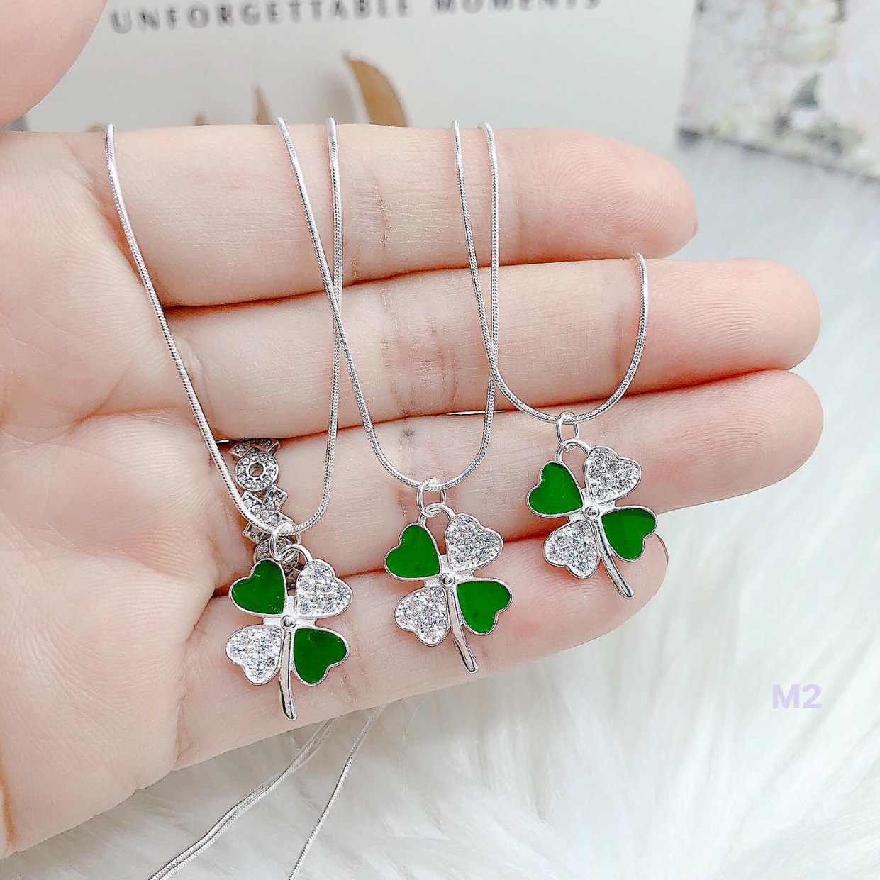 Dây chuyền nữ mặt cỏ 4 lá chất liệu bạc Ý MS012