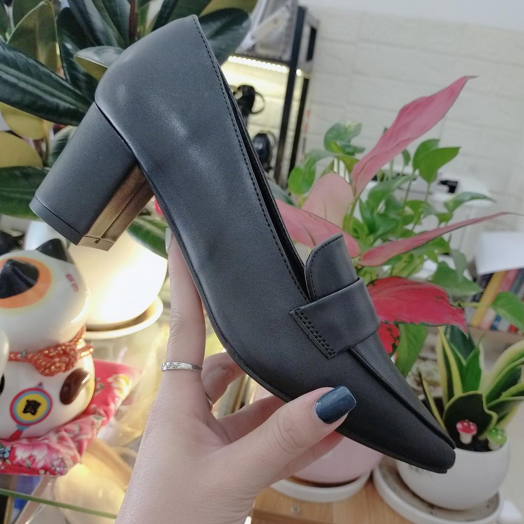Giày công sở nữ da lì, gót trụ ROSATA RO461 - 5p - Đen, Đỏ - HÀNG VIỆT NAM - BKSTORE