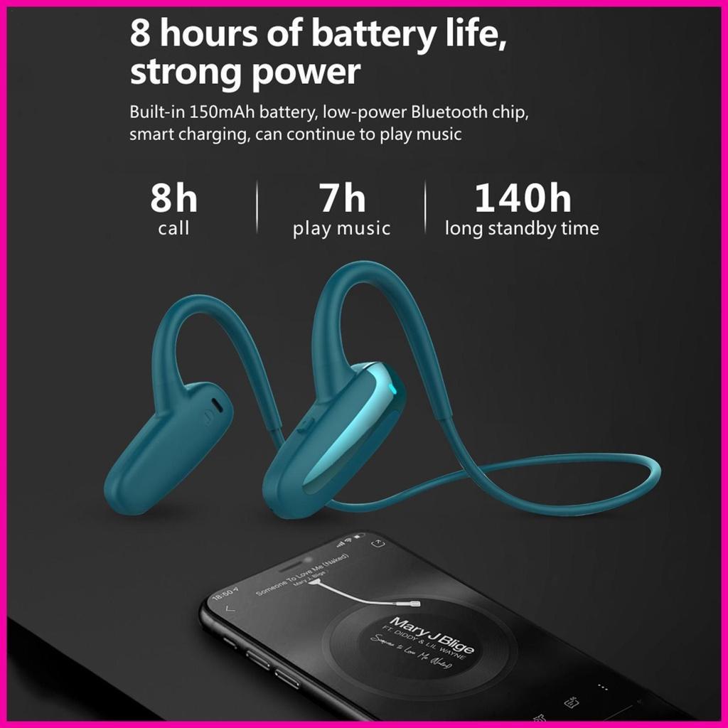Tai Nghe Truyền Âm Qua Xương 5.0 Răng Xanh Dương Có Micro Dùng Khi Tập Gym/Leo Núi/Chạy Bộ