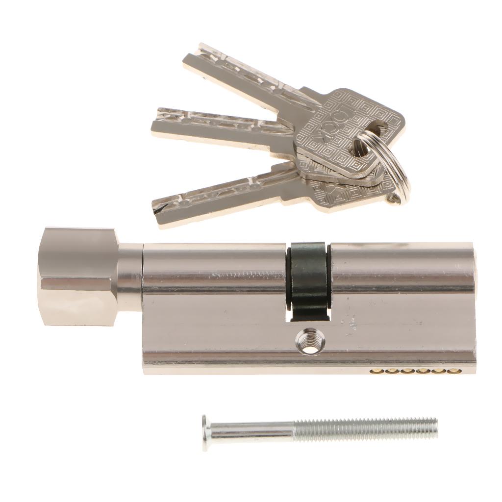 Home 3.54'' Length Silver Tone Anti-theft Security Door Lock Core With 3 Keys