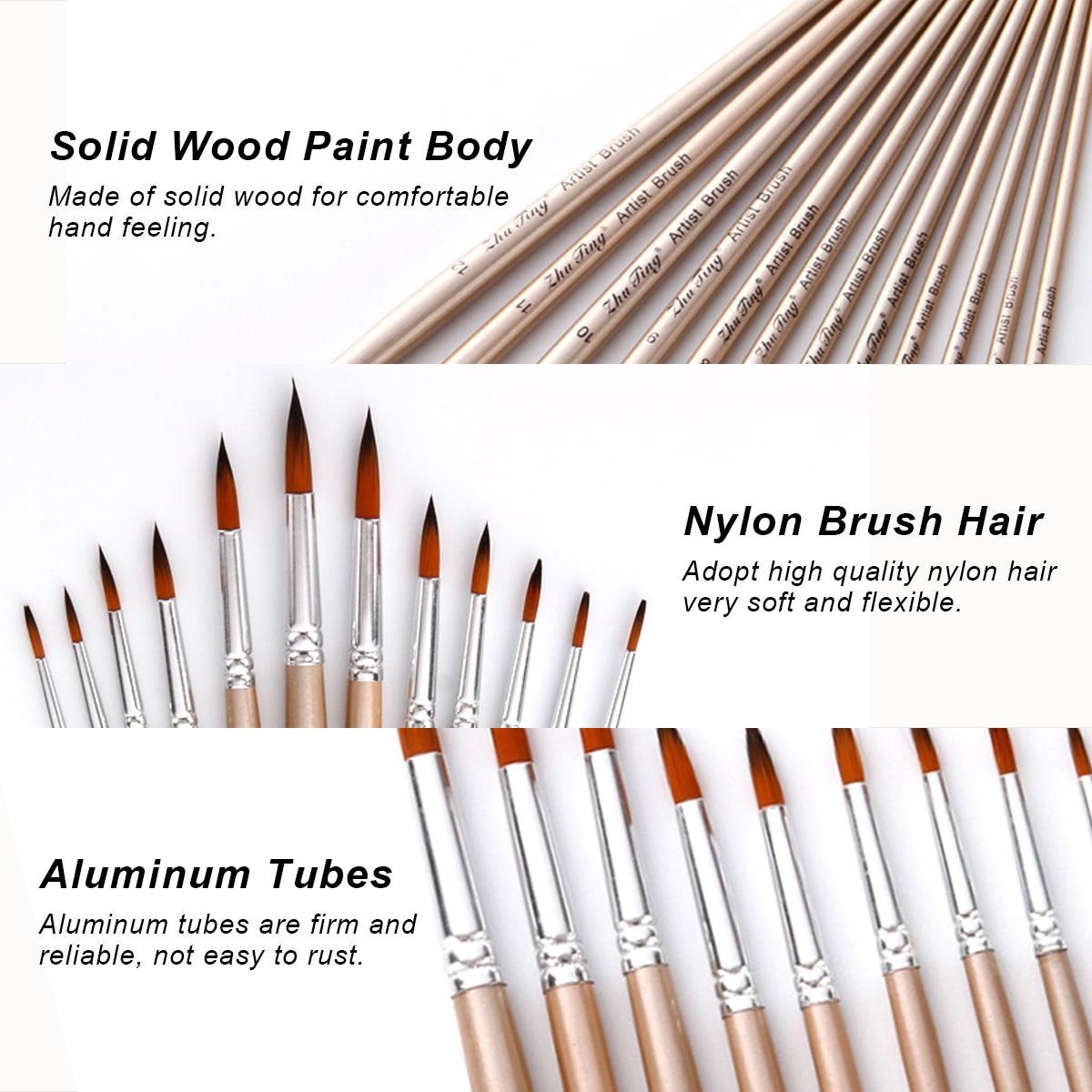 12 cái cọ sơn Bộ Kit phẳng Shader Mẹo cọ với tóc nylon cho nghệ sĩ Acrylic