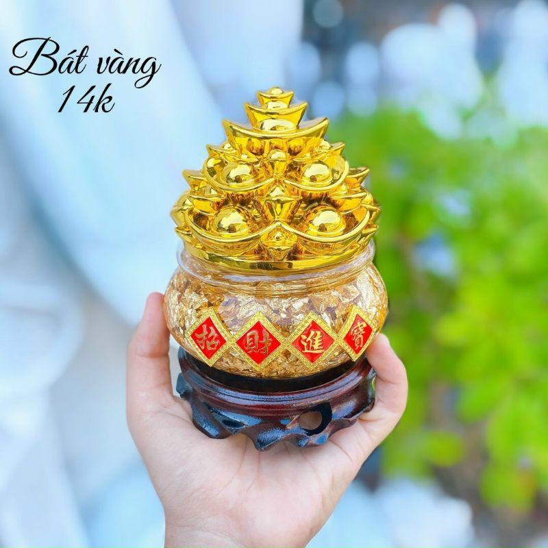 Bát Vàng 14k chiêu tài lộc kèm đế full hộp đẹp