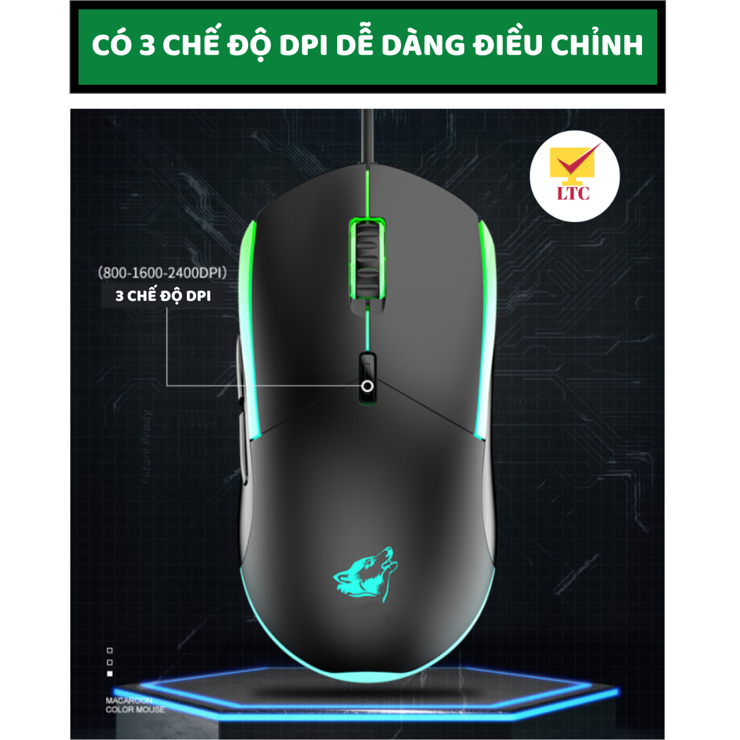 Chuột máy tính gaming có dây LTC V7 PRO 2022 cao cấp có đèn led RGB 7 màu cực đẹp, tương thích máy tính, Pc, Laptop-Hàng Chính Hãng