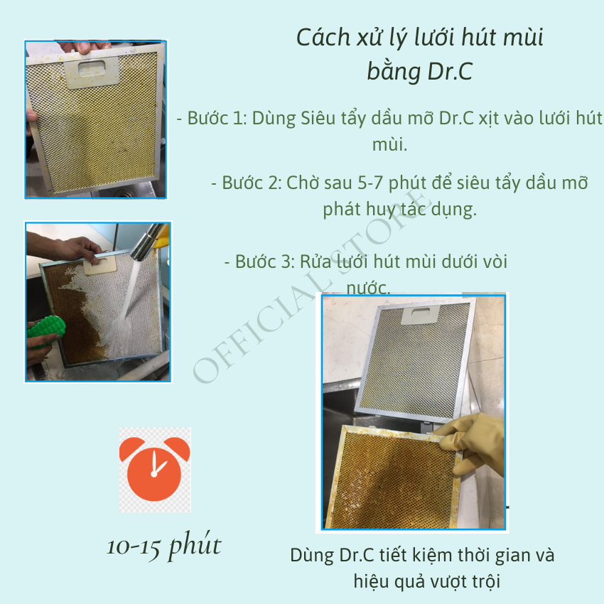 Siêu tẩy dầu mỡ Dr.C CHÍNH HÃNG - đánh bay vết bẩn cứng đầu