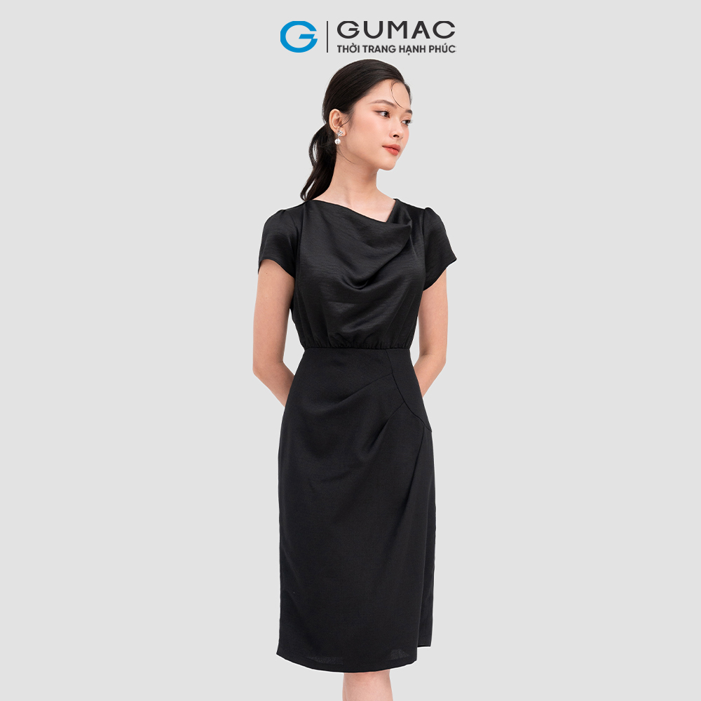 Đầm ôm nhẹ GUMAC DC11069 cổ đổ thanh lịch