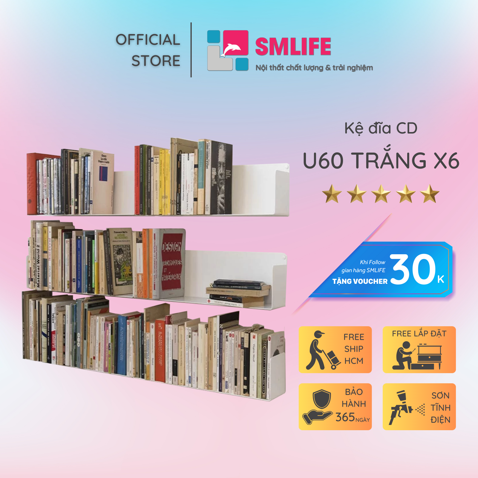 Kệ trang trí treo tường chữ U60