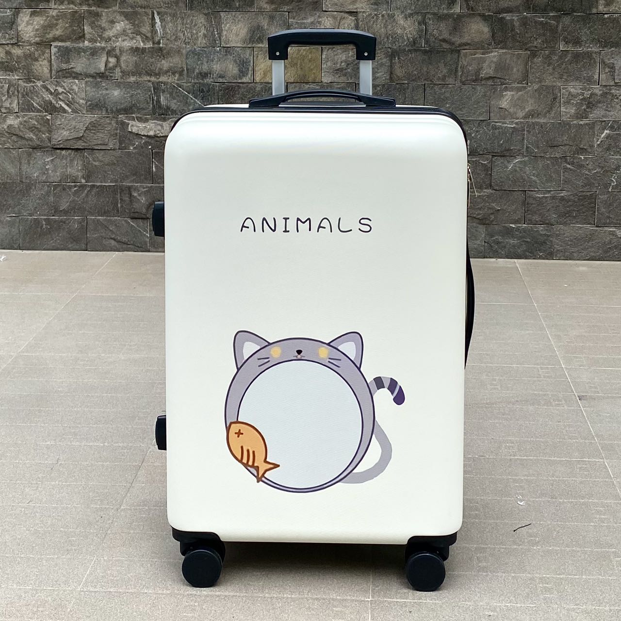 Vali Du Lịch Tay Kéo In Hình Animals Mèo Dễ Thương 4 Bánh Xe Xoay 360 Độ Chất Liệu Nhựa Nhám PC+ ABS Hàng Sẵn Kho Đủ Size 20/24/26 inch