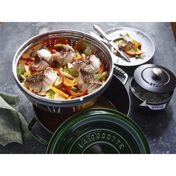 NỒI GANG STAUB KÈM XỬNG HẤP STAUB COCOTTE BASIL 26CM - Hàng Nhập Khẩu