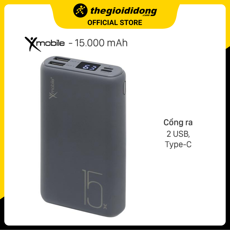 Pin sạc dự phòng Polymer 15.000 mAh Type C X-mobile PJ JP200 - Hàng chính hãng