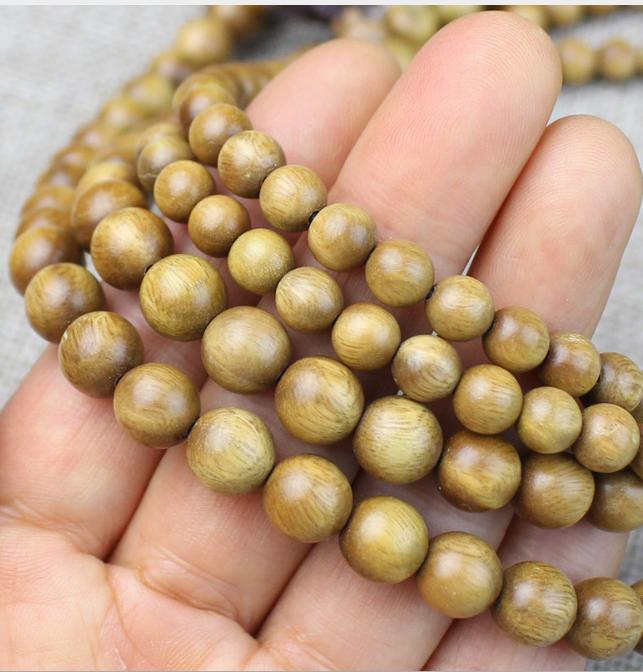 Vòng tay gỗ đàn hương xanh cao cấp 108 hạt 6-8 ly phong cách phật giáo VG10